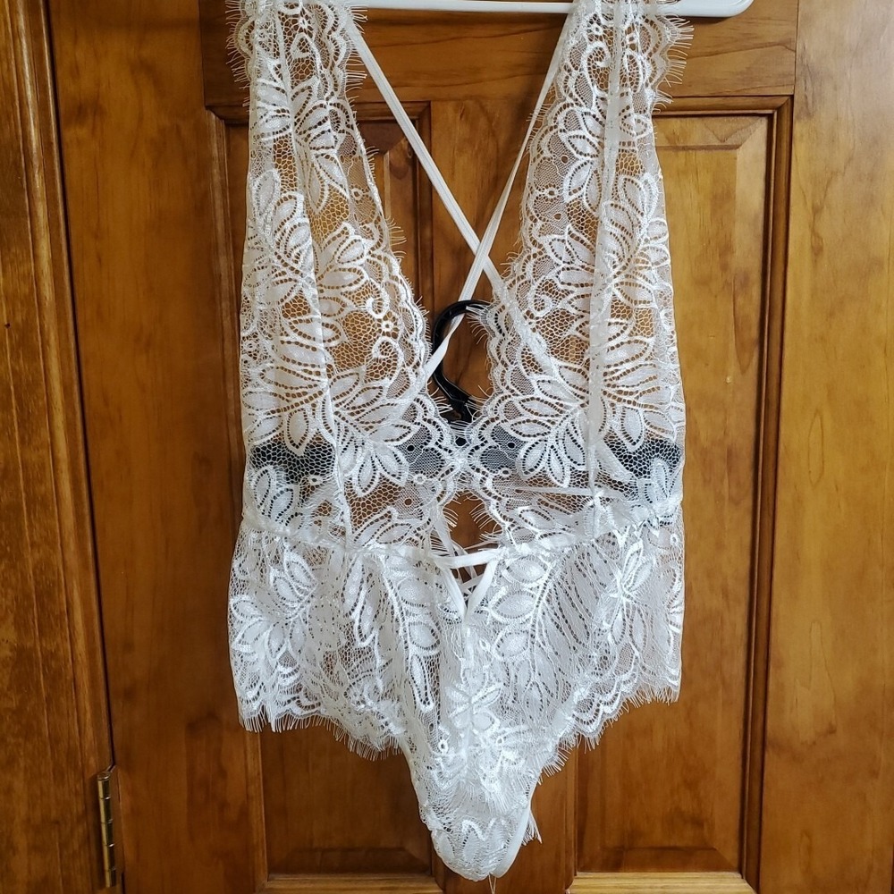 Avidlove Bodysuit Women White Floral Lace Large Teddy Lingerie Bridal Sexy